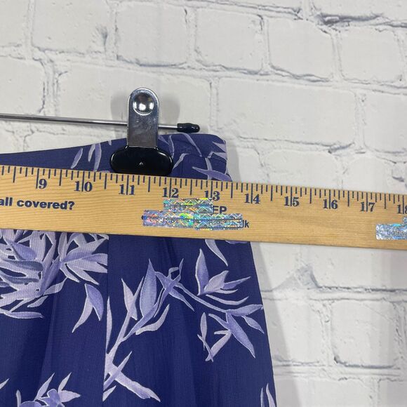 J McLaughlin Size 6 Navy Flowy A-Line Skirt Bamboo Leaf Print Coastal Tiered - Picture 10 of 13